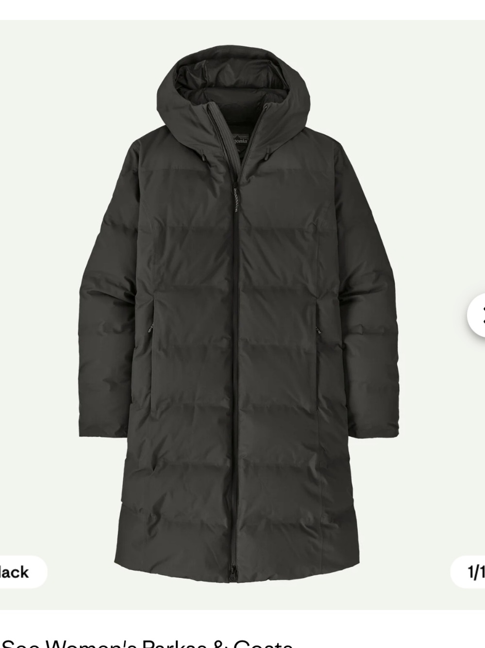 Patagonia black long parka coat